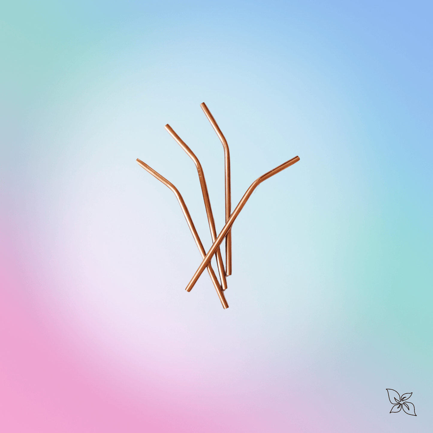 Stainless Steel Straws Bent - Rose Gold 4 Pack - PM32 - EV032 - Wilfred Eco