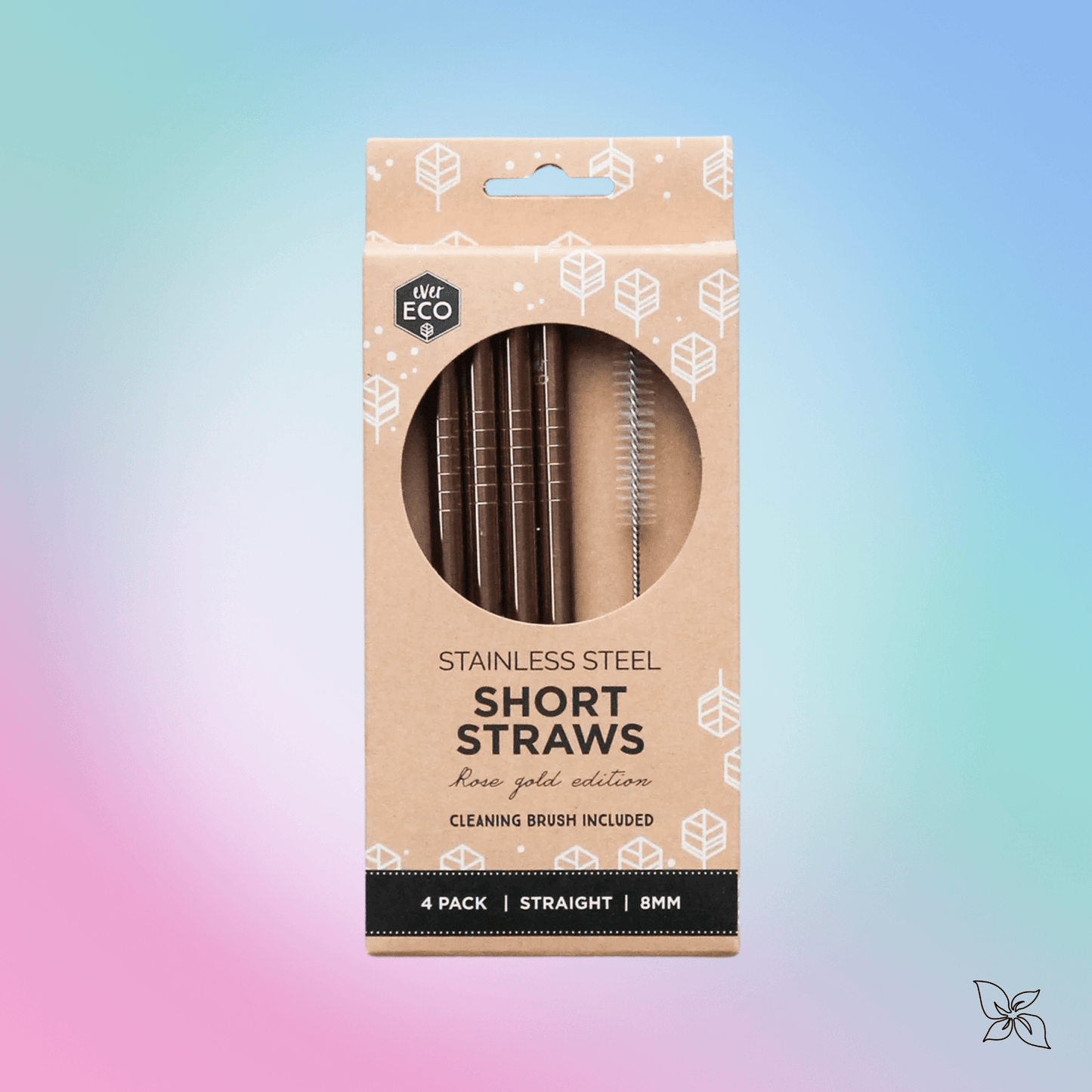 Stainless Steel Straws Short - Rose Gold 4 Pack - PM46 - Wilfred Eco