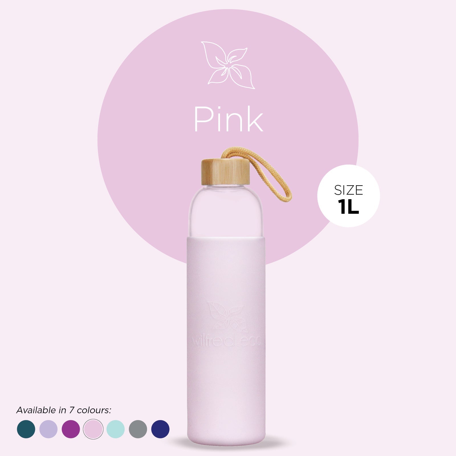 Reusable Glass Water Bottle 1L