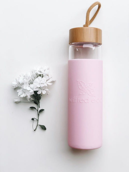 650ml Glass Drink Bottle with Bamboo Lid - 650ML-PI - Wilfred Eco