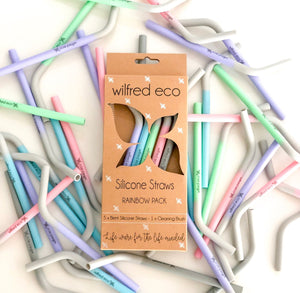 Silicone Smoothie Straws - 4 Pack Reusable - RAINBOW PASTELS - BR4 - Wilfred Eco