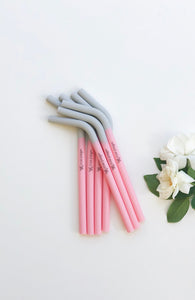 Silicone Smoothie Straws - 4 Pack Reusable - RAINBOW PASTELS - BR4 - Wilfred Eco
